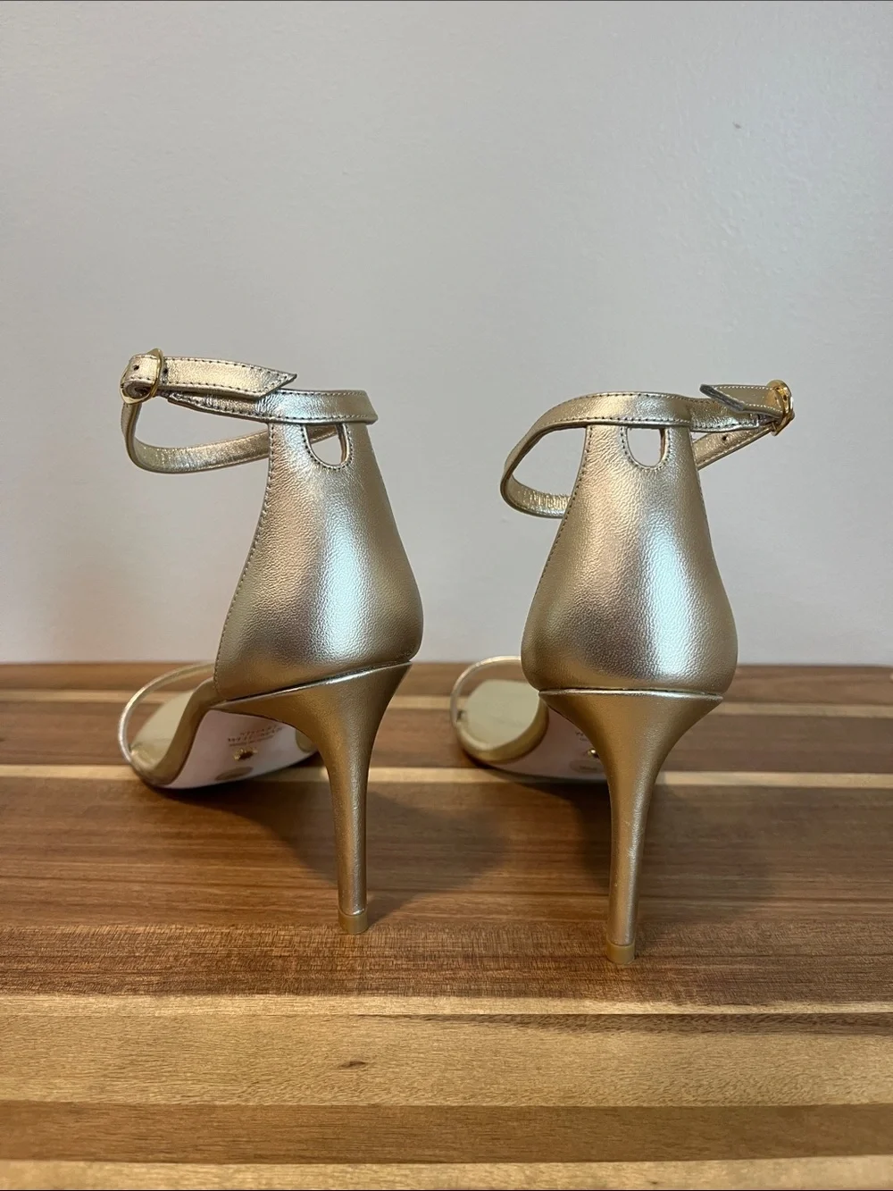 Stuart Weitzman Gold Ankle-Strap Sandals Retail $525